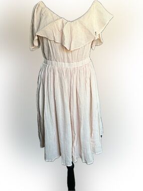 Guess Off-Shoulder Pleated Maxi Skirt in Light Pink